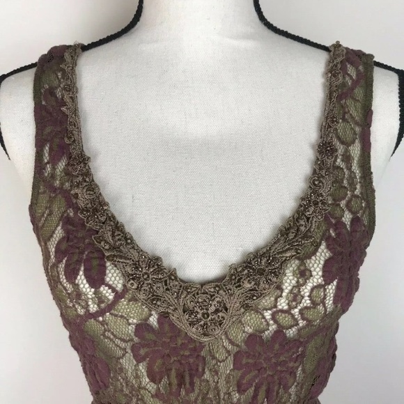 FreePeople Brown & Purple Floral Lace A-line Dress - Picture 2 of 6